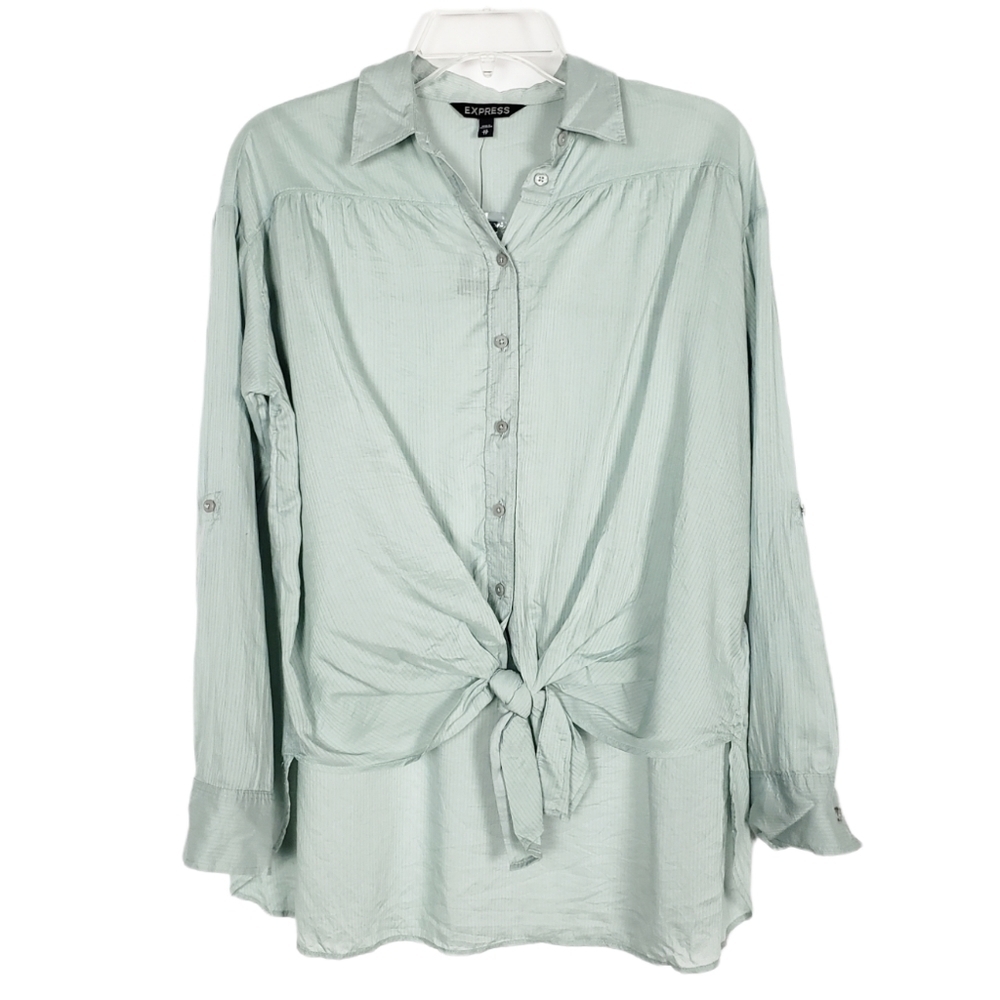 EXPRESS front tie lightweight button down top NWT… - image 1